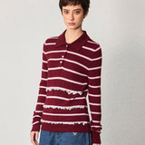 Striped Wool Polo with Gem Embellishments - SHICCACHE