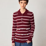 Striped Wool Polo with Gem Embellishments - SHICCACHE