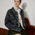 Studded Charm Denim Jacket - SHICCACHE