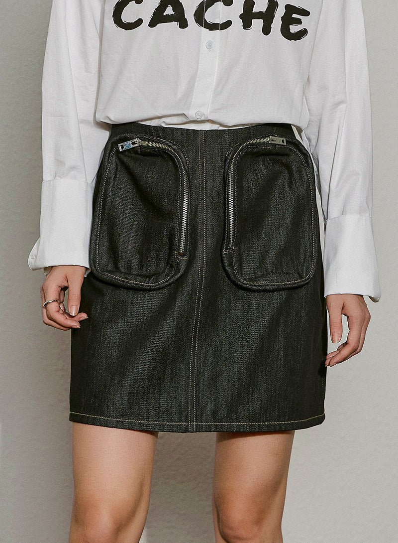 Urban Utility Denim Mini Skirt - SHICCACHE