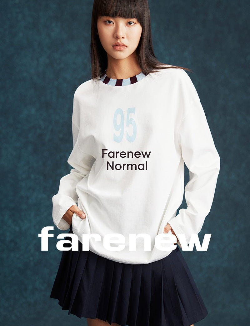 Vintage Lettered Collar Long Sleeve Tee - SHICCACHE