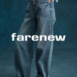 Washed Denim Belted Trousers - SHICCACHE