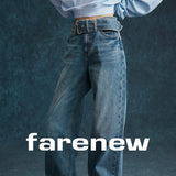 Washed Denim Belted Trousers - SHICCACHE