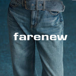 Washed Denim Belted Trousers - SHICCACHE