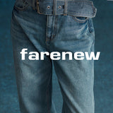 Washed Denim Belted Trousers - SHICCACHE