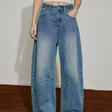 Wide - Leg Panel Denim Jeans - SHICCACHE