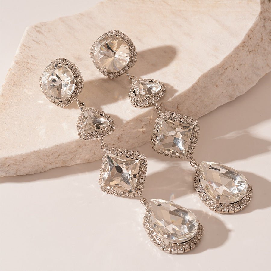 Zircon Waterfall Glam Drop Earrings - SHICCACHE