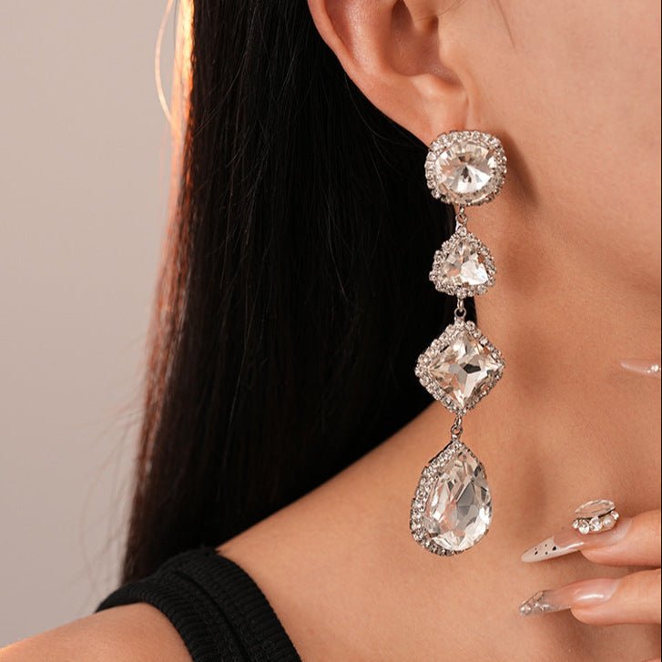 Zircon Waterfall Glam Drop Earrings - SHICCACHE
